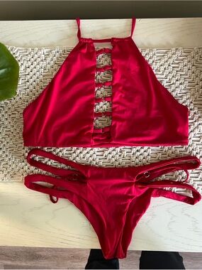 Beach bunny red bikini set